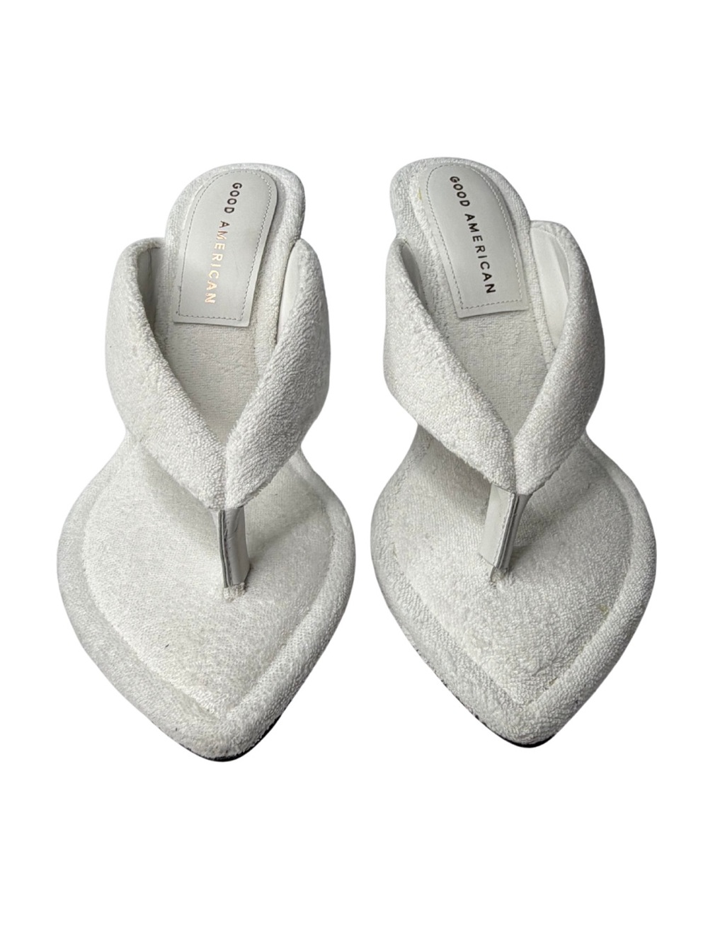Good American White Terrycloth Thong Heels